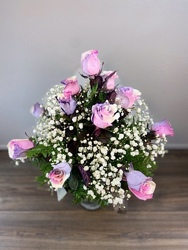 Purple Pink White Roses - ONE WEEK ONLY Davenport Florist - Same Day Flower Delivery - Flower Power 